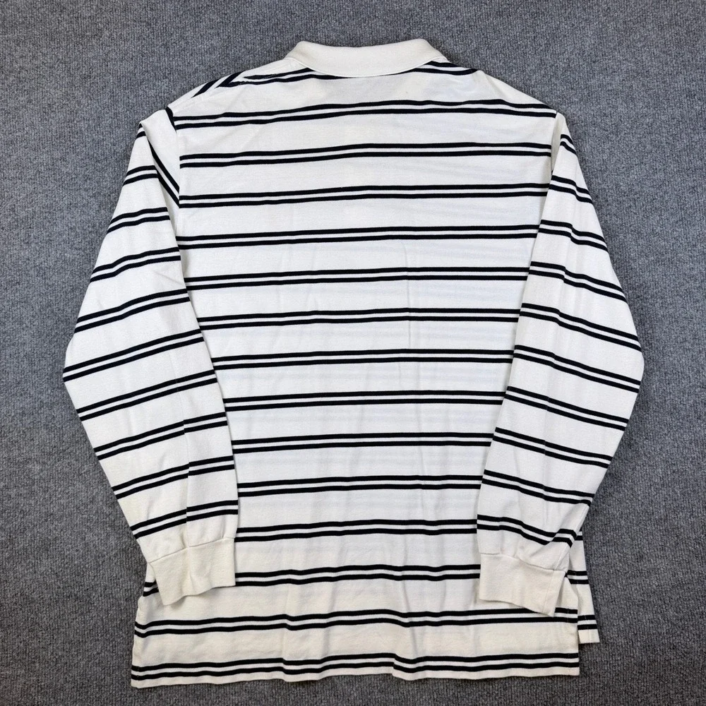 Vintage Polo Ralph Lauren Rugby Shirt Mens XL White Black Striped Pony 90s